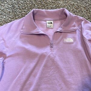 The North Face Women’s quarter zip sweatshirt, light purple, medium